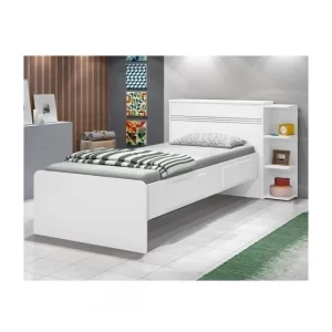 Cama Solteiro Jade com Baú 2 Gavetas Color Flex Branco