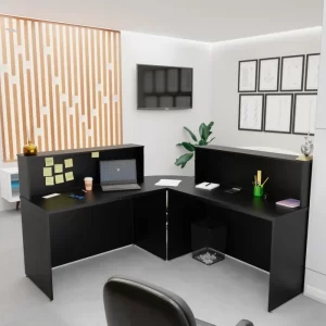 Balcão Atendimento De Canto Em L Recepção Consultório 120x60cm Preto