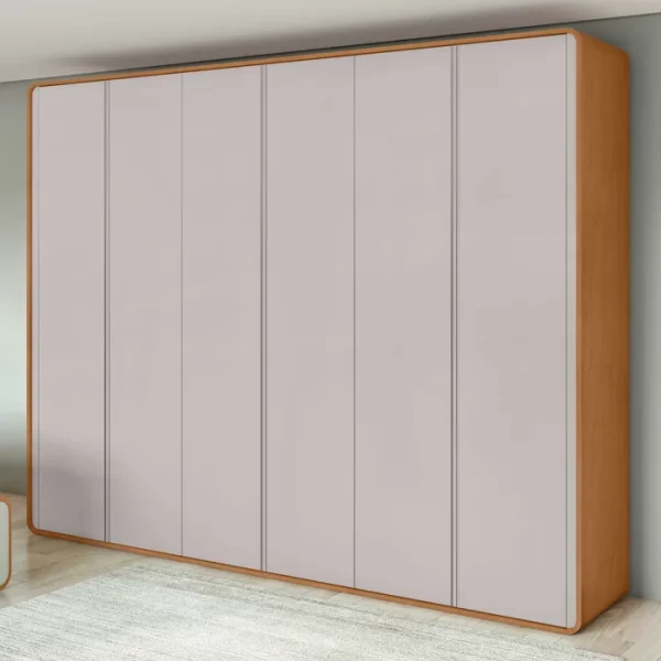 Guarda-roupa Casal Loop 6 Portas 100% MDF Amêndoa Clean/Off White
