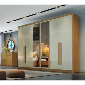 Guarda Roupa 6 Portas 6 Gavetas com Espelho Reno Cumaru Fendi