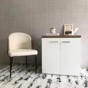 Armário para Escritório Baixo 2 Portas em Tamburato Toq Olmo/Branco