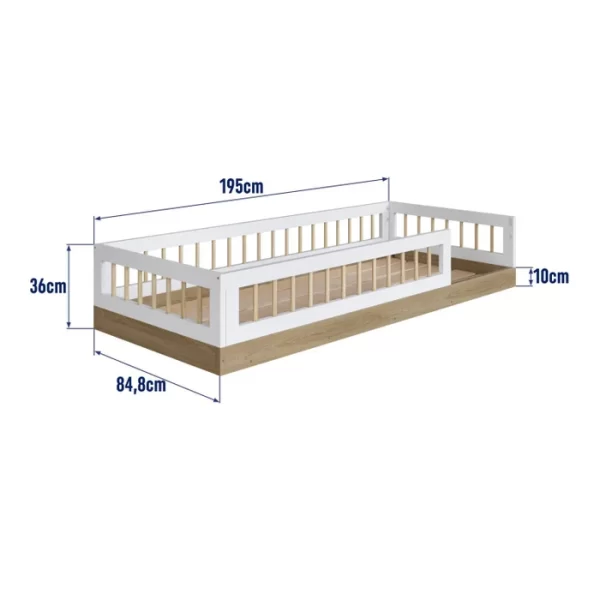 Cama Montessoriana de Solteiro Affetto Aveiro Oak/Branco - Image 2