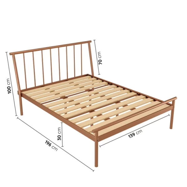 Cama Casal em Aço Begônia Cabecasa Madeiramadeira Cobre - Imagem 2