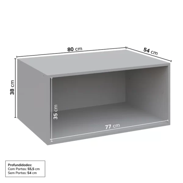 Ponte Modular 80cm com 2 Portas Jade Cabecasa Madeiramadeira Cinza Urbano - Image 2