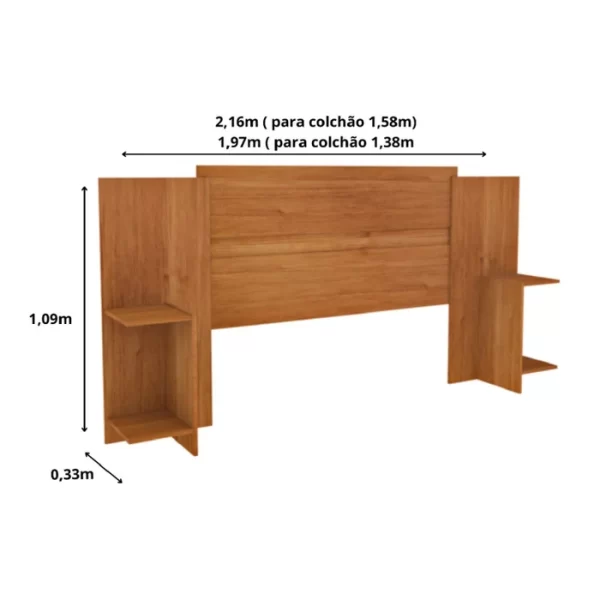 Cama Box Casal Queen 203cmx164cm Mônaco com Cabeceira Extensivel e 2 Mesas de Cabeceiras Cinamomo - Image 2