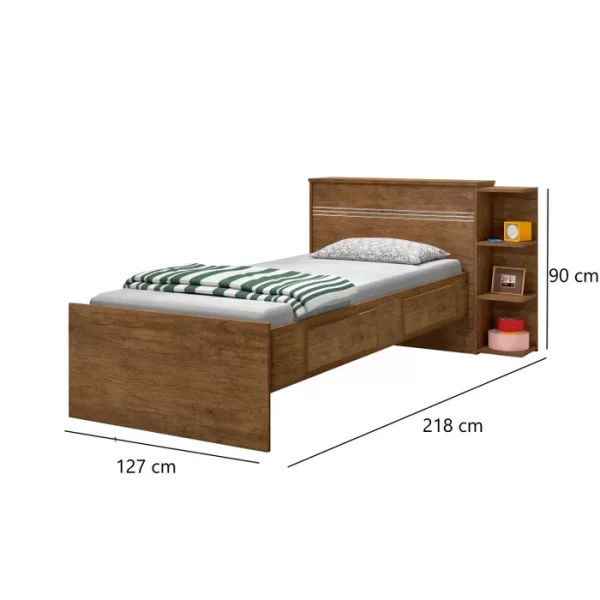 Cama Solteiro com Baú 2 Gavetas e Cama Auxiliar Jade Jequitiba - Image 2