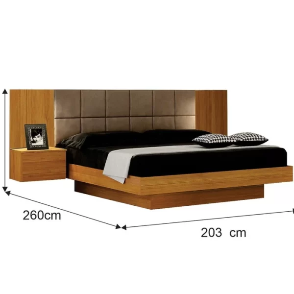 Cama Casal/Queen Cabeceira com 2 Mesas de Apoio e Espelho Braga Freijó - Image 2