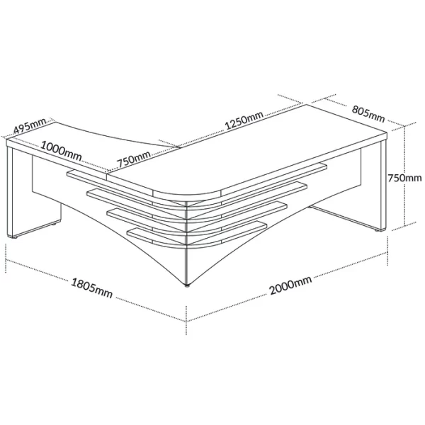 Mesa para Escritório em L Diretor em Tamburato Carvalho/Branco - Image 2