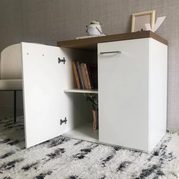 Armário para Escritório Baixo 2 Portas em Tamburato Toq Olmo/Branco - Image 2