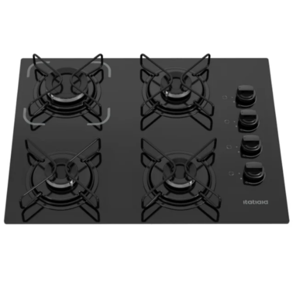 Cooktop4 Bocas Essencial á Gás Bivolt Itatiaia Preto Preto