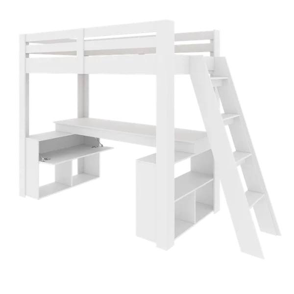 Cama Office Solteiro Adulto com Escrivaninha Star Light Casatema Branco Perfect Wood - Image 3