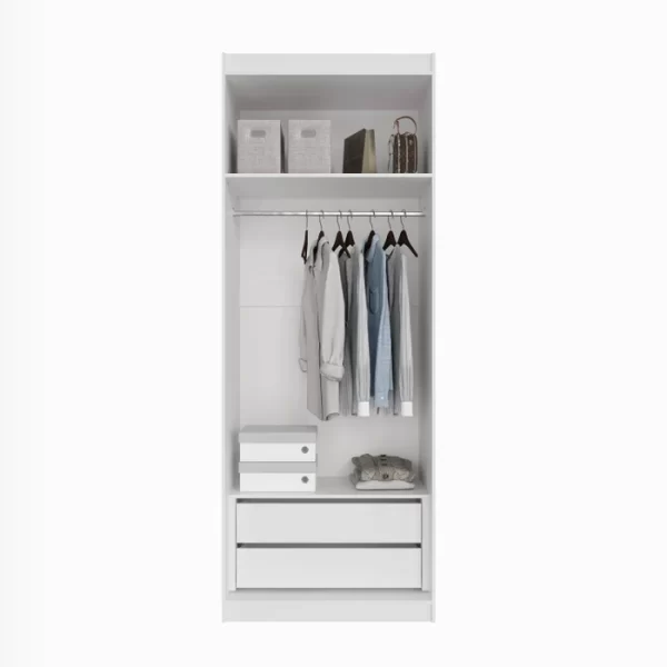 Guarda Roupa Modulado com Espelho 2 Portas com Cabideiro e 2 Gavetas Hera CabeCasa MadeiraMadeira Branco Geada/Louro - Image 3