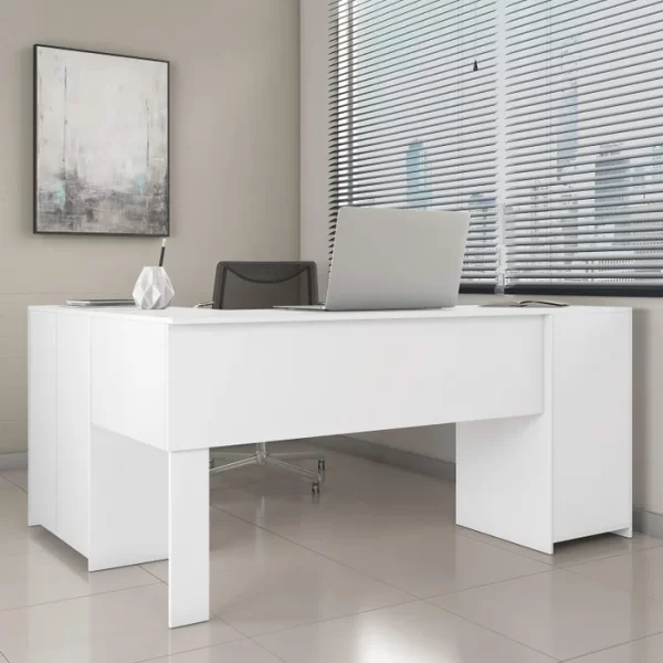 Mesa de Escritório em L 2 Gavetas 3 Portas Office Nt 2005 Branco - Image 3