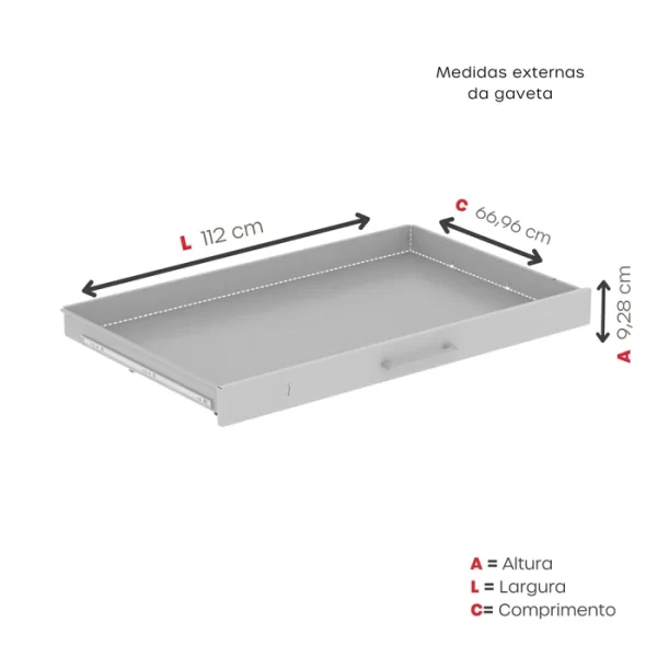Gaveteiro Mapoteca para Escritório de Aço Fixa com 10 Gavetas Industrial Cinza - Image 3