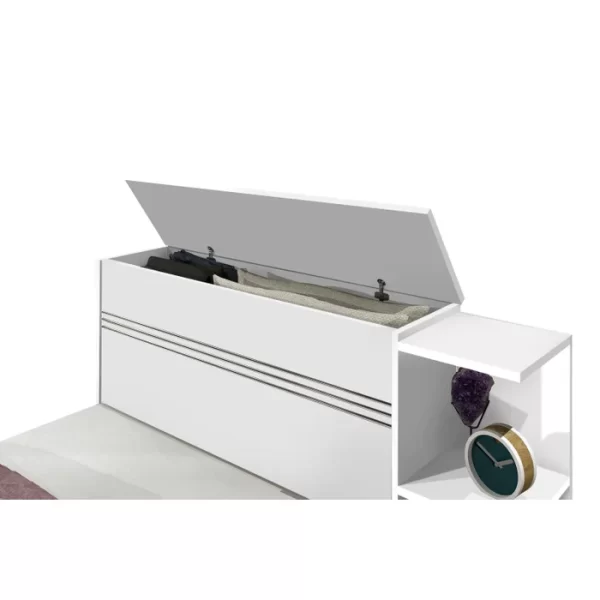 Cama Solteiro Jade com Baú 2 Gavetas Color Flex Branco - Image 3