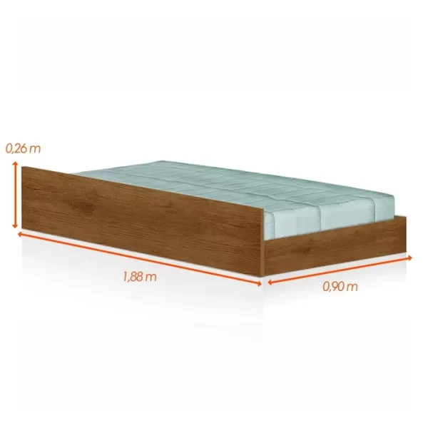 Cama Solteiro com Baú 2 Gavetas e Cama Auxiliar Jade Jequitiba - Image 3