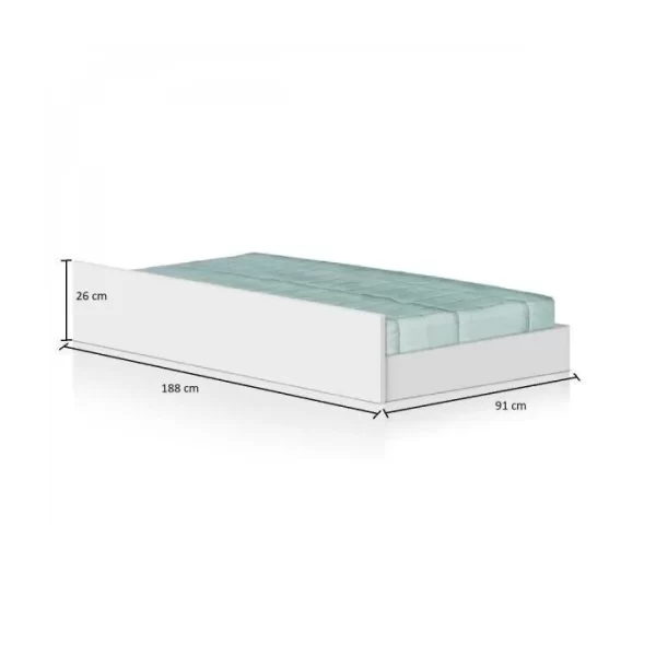 Cama Solteiro com Baú 2 Gavetas e Cama Auxiliar Jade Yescasa Branco - Image 3