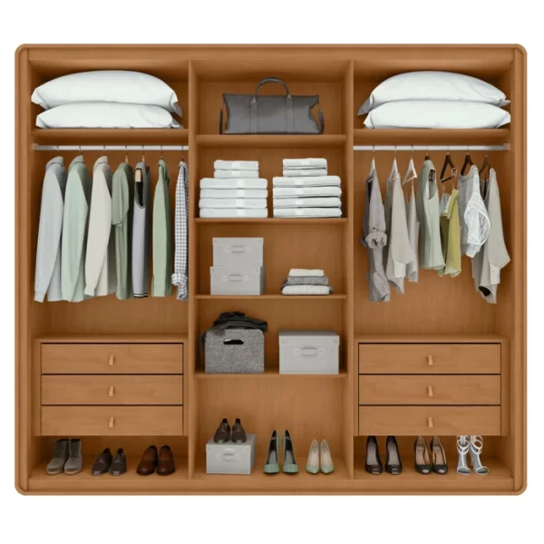 Guarda-roupa Casal Loop 6 Portas 100% MDF Amêndoa Clean/Off White - Image 3