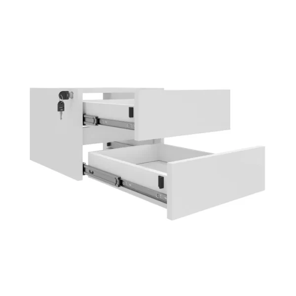 Gaveteiro Suspenso com 2 Gavetas para Fixar sob Tampo Branco - Image 3