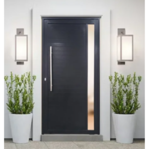 Porta Pivotante de Alumínio 210 x 100cm com Visor 30 Esquerda Esquadrias Bergamo Preto