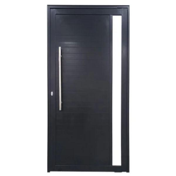 Porta Pivotante de Alumínio 210 x 100cm com Visor 30 Esquerda Esquadrias Bergamo Preto