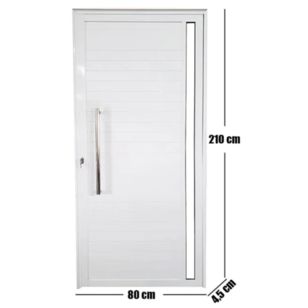 Porta Lambril de Alumínio Direita 210 x 80cm com Viseira Linha Veneza Esquadrias Bergamo Branco