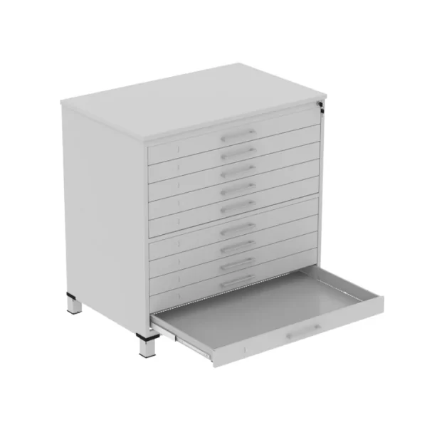 Gaveteiro Mapoteca para Escritório de Aço Fixa com 10 Gavetas Industrial Cinza - Image 4
