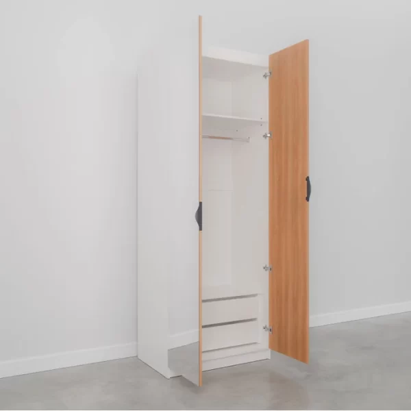 Guarda Roupa Modulado com Espelho 2 Portas com Cabideiro e 2 Gavetas Hera CabeCasa MadeiraMadeira Branco Geada/Louro - Image 4