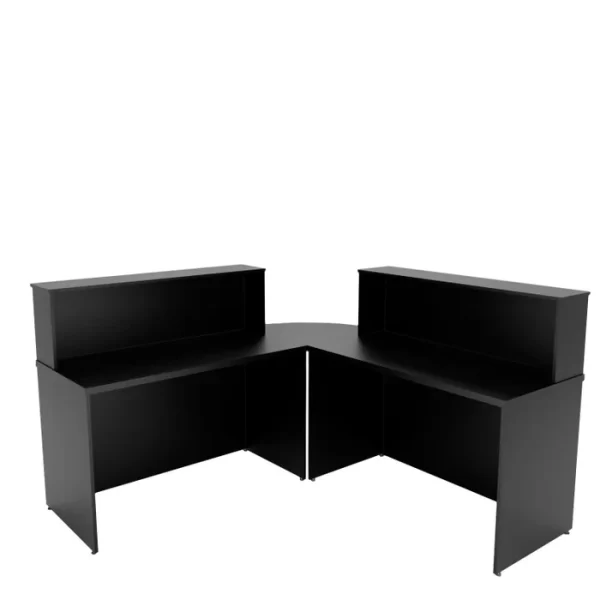 Balcão Atendimento De Canto Em L Recepção Consultório 120x60cm Preto - Imagem 4