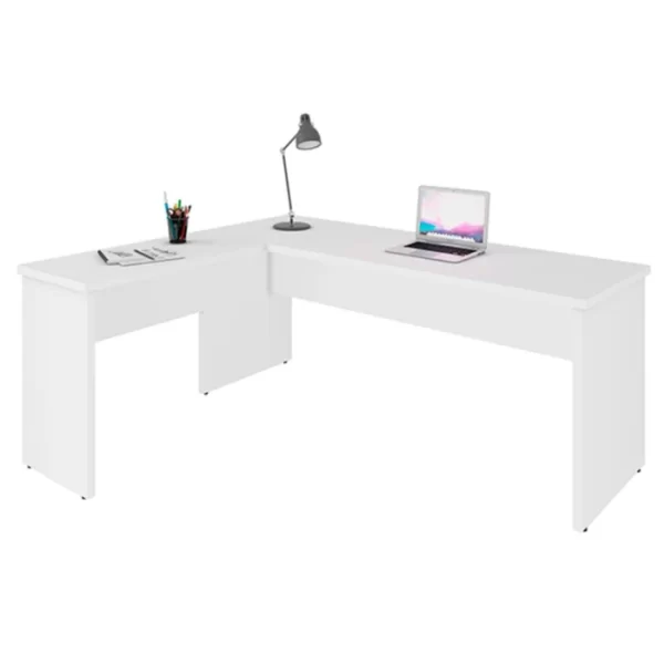 Mesa De Escritório em L 120x150cm Tampo 30mm Branco - Imagem 3