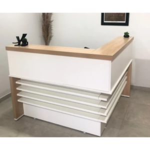 Balcão de Atendimento para Escritório/Recepção em L - Elegante e Funcional 147,7x147,7cm Carvalho/Branco