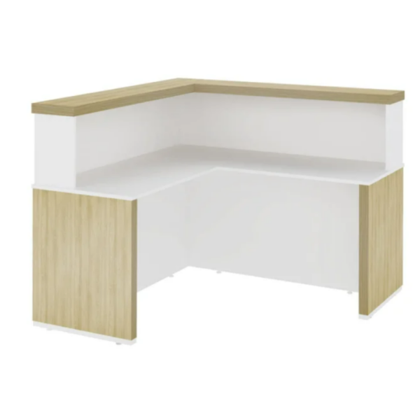 Balcão de Atendimento para Escritório/Recepção em L - Elegante e Funcional 147,7x147,7cm Carvalho/Branco - Image 2
