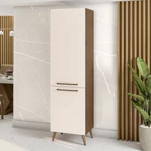 Paneleiro Simples 2 Portas 4 Prateleiras Favorita Natura/Off White